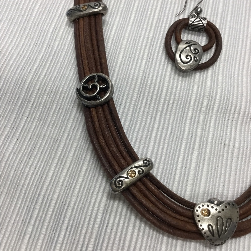 Chico’s Brown & Silver Necklace & Earrings Set - Picture 6 of 7
